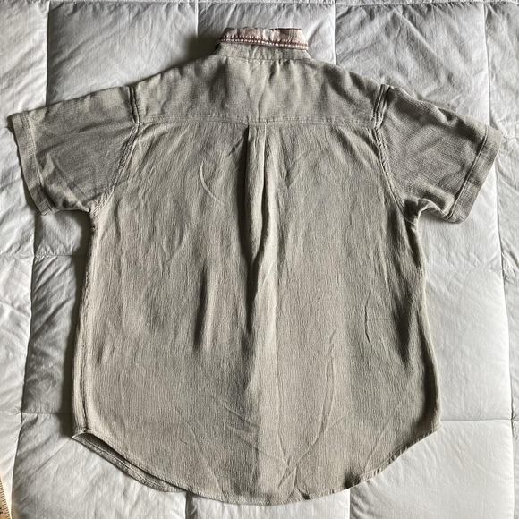 Vtg Casey & Max Safari Animal Embroidered Button Up Shirt Womens L Beige Africa - Picture 10 of 12